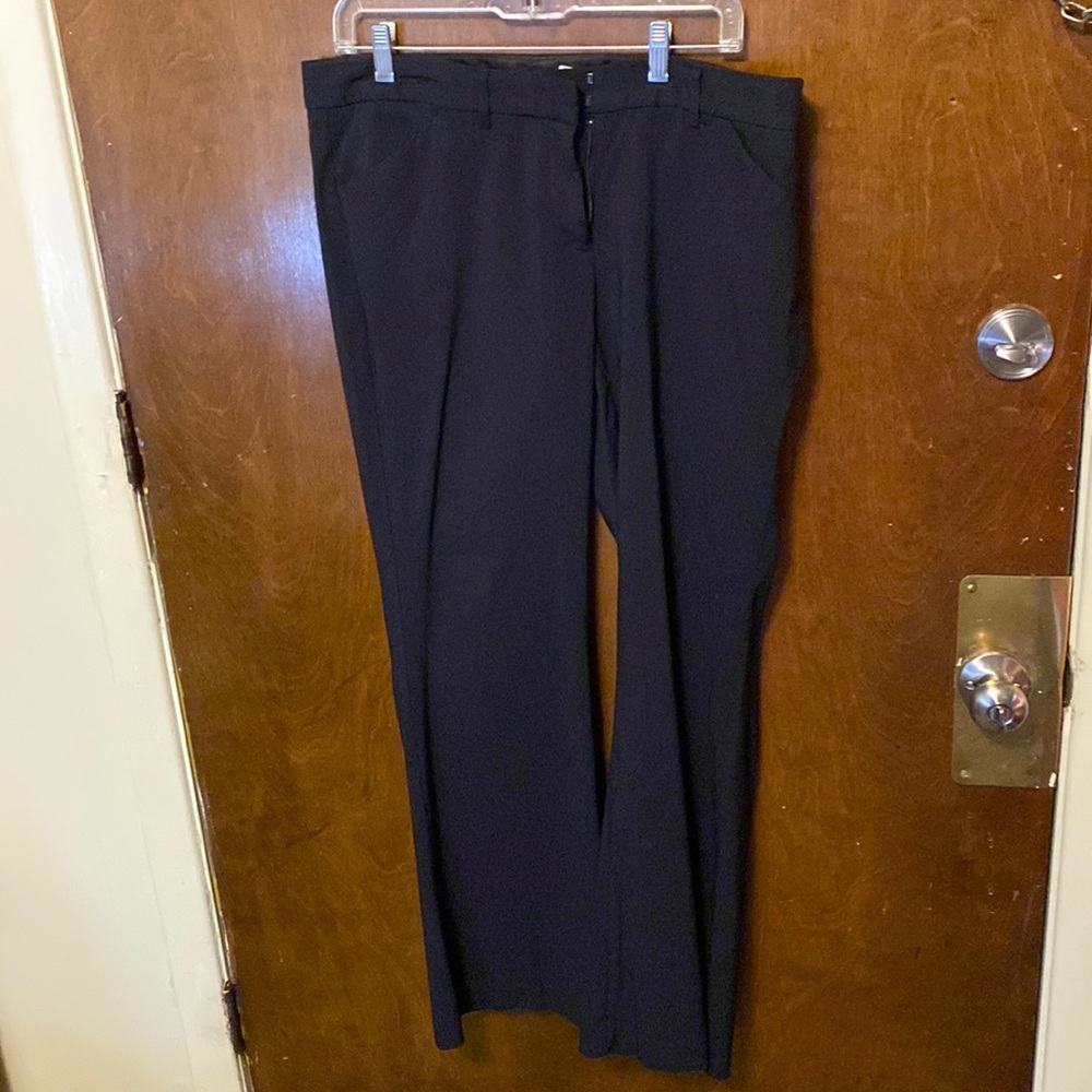 Black stretchy dress pants.